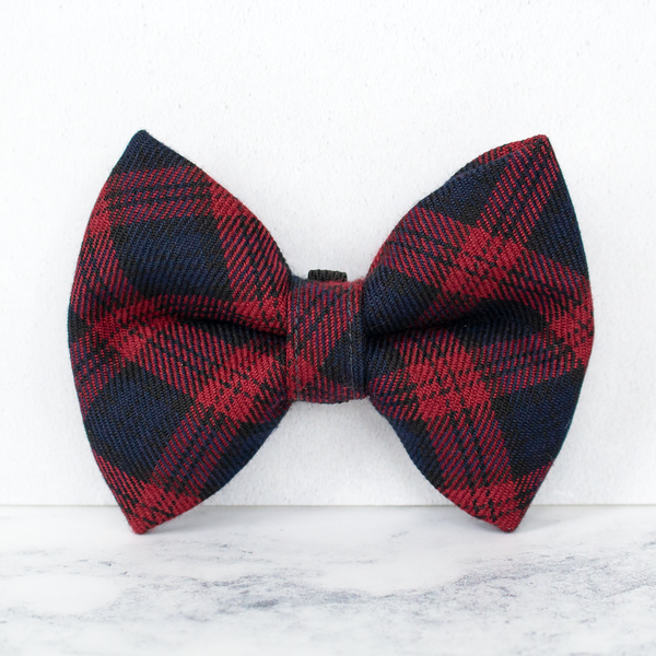 Dog Bow Ties, Tartan with a Twist - Burgundy and Navy