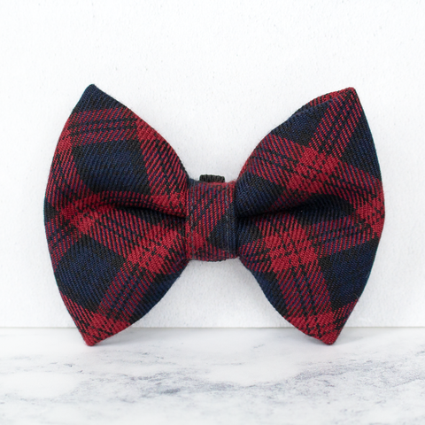 Dog Bow Ties, Tartan with a Twist - Burgundy and Navy