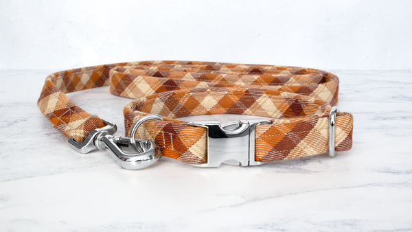 Dog Collar and Lead, Tartan with a Twist - Autumn Check