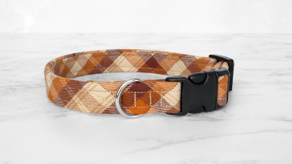 Dog Collar and Lead, Tartan with a Twist - Autumn Check