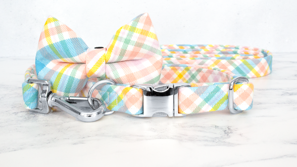 Dog Collar and Lead, Tartan with a Twist - Easter
