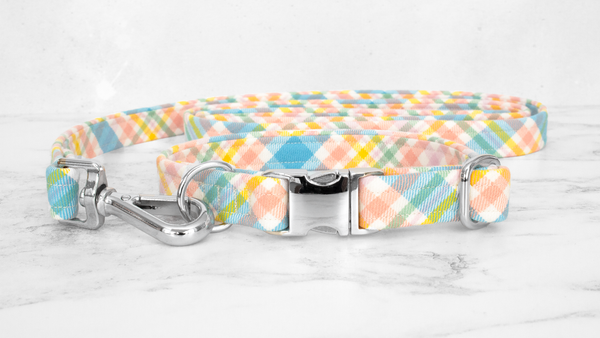 Dog Collar and Lead, Tartan with a Twist - Easter