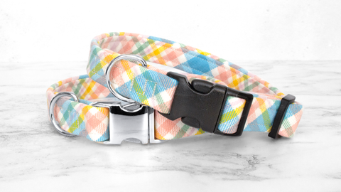 Dog Collar and Lead, Tartan with a Twist - Easter