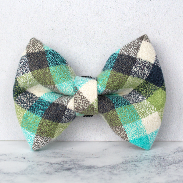Dog Bow Ties, Tartan with a Twist - Turquoise Check