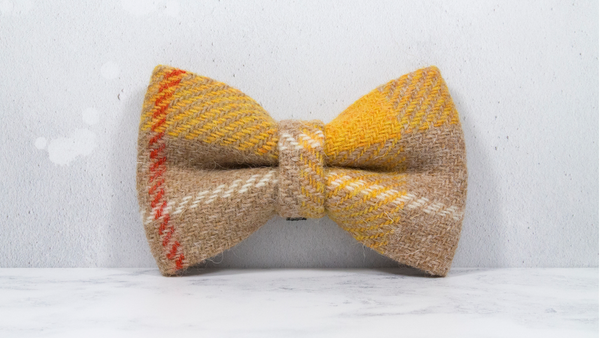 Dog Bow Ties, Harris Tweed®  - Yellow and Oatmeal