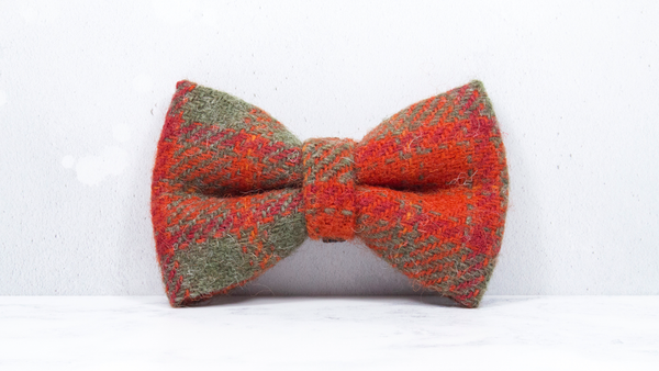 Dog Bow Ties, Harris Tweed®  - Burnt Orange and Khaki
