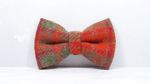 Dog Bow Ties, Harris Tweed®  - Burnt Orange and Khaki