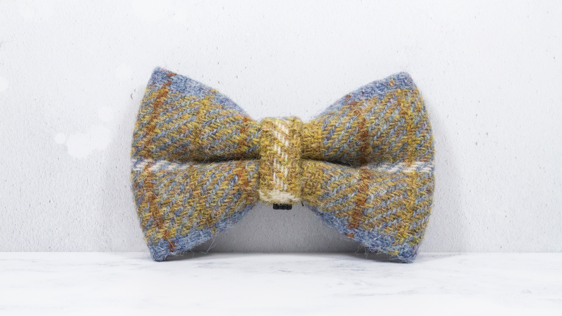 Dog Bow Ties, Harris Tweed®  - Mustard and Grey/Blue