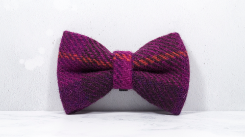 Dog Bow Ties, Harris Tweed®  - Cerise Check