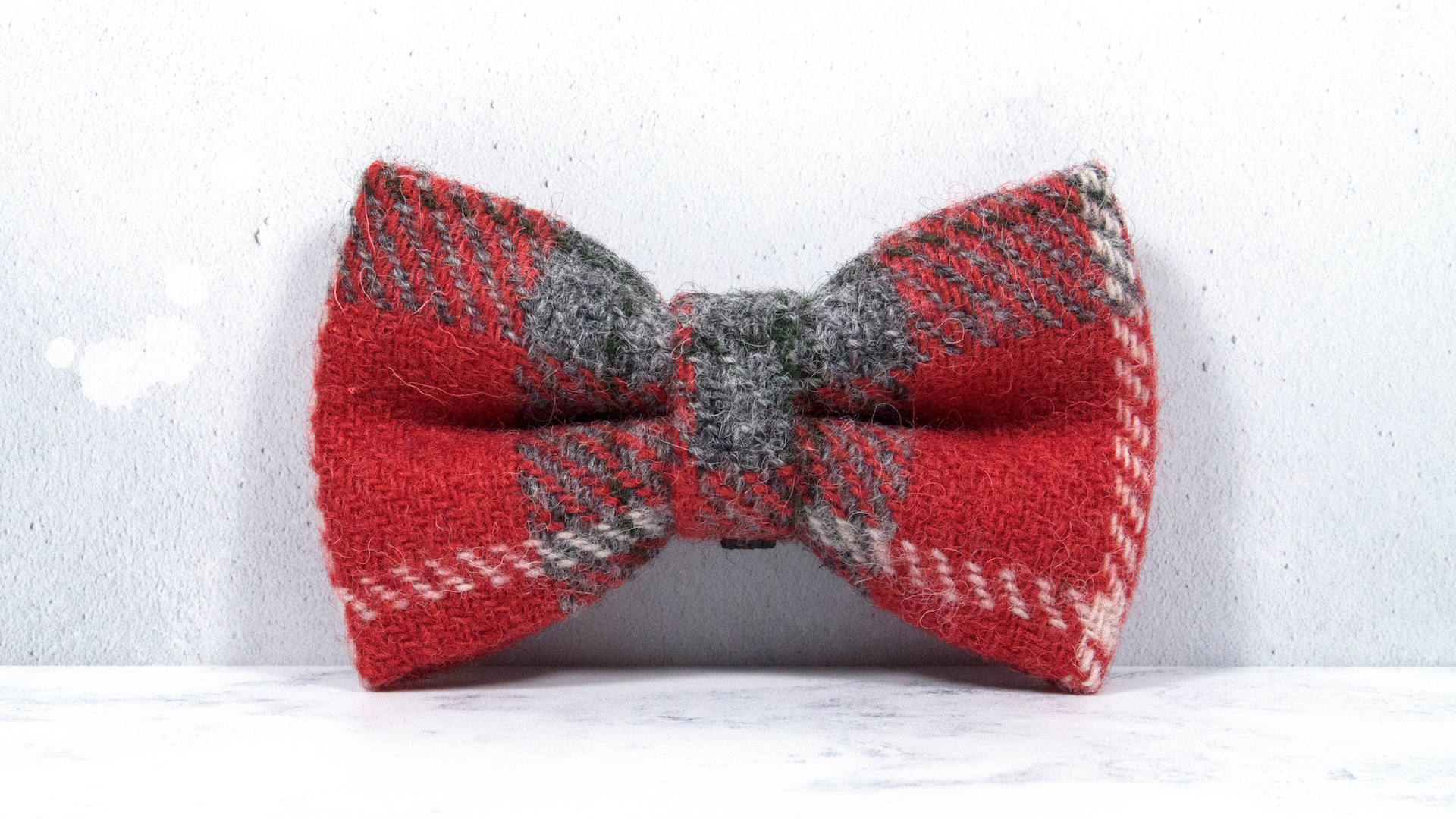 Dog Bow Ties, Harris Tweed®  - Grey and Red