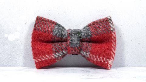 Dog Bow Ties, Harris Tweed®  - Grey and Red