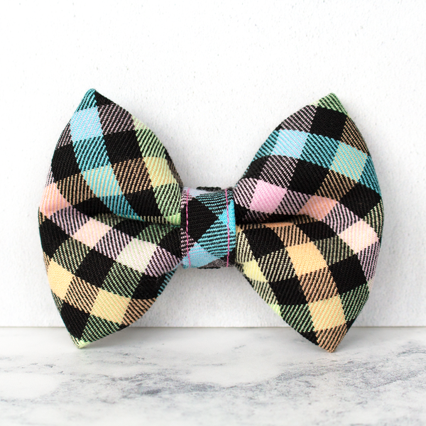 Dog Bow Ties, Tartan with a Twist - Rainbow Checkerboard