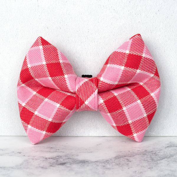 Dog Bow Ties, Tartan with a Twist - Red and Pink