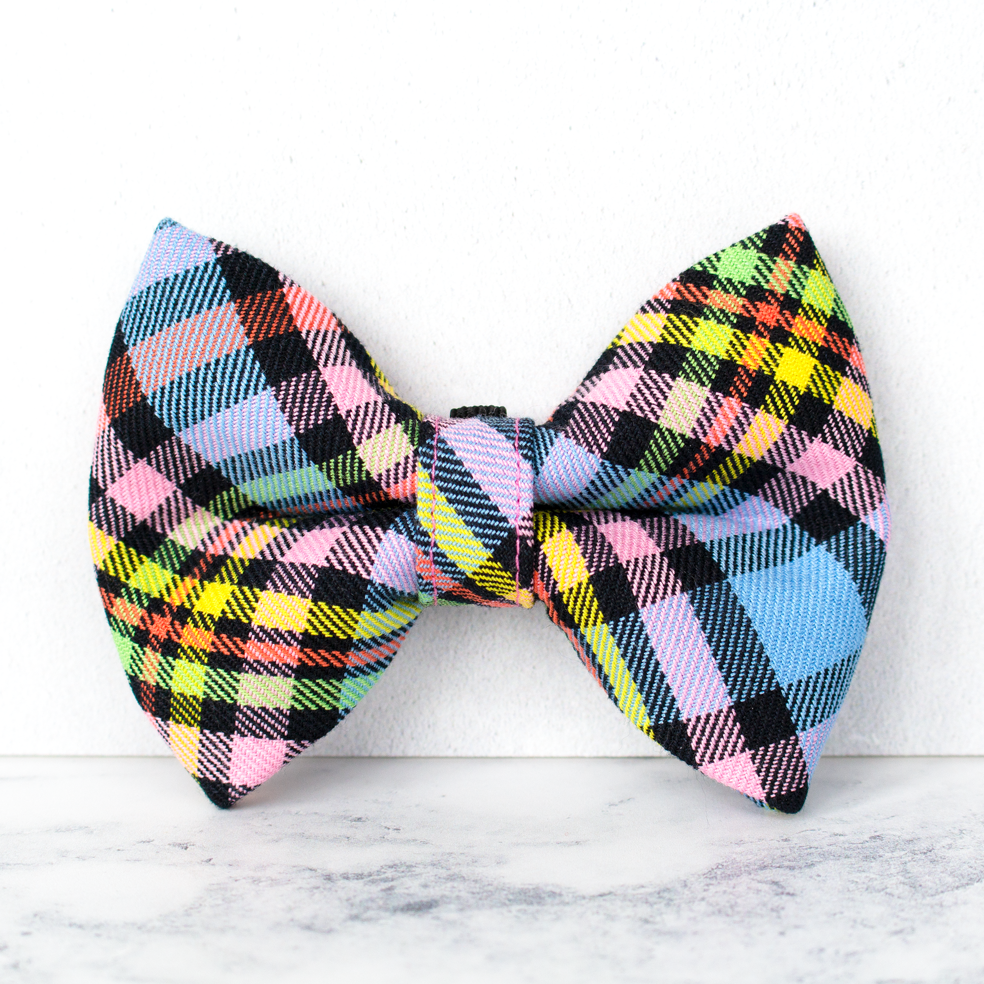 Dog Bow Ties, Tartan with a Twist - Black Rainbow