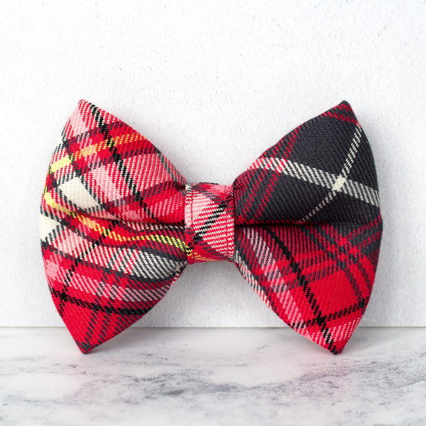 Dog Bow Ties, Tartan with a Twist - Red and Grey
