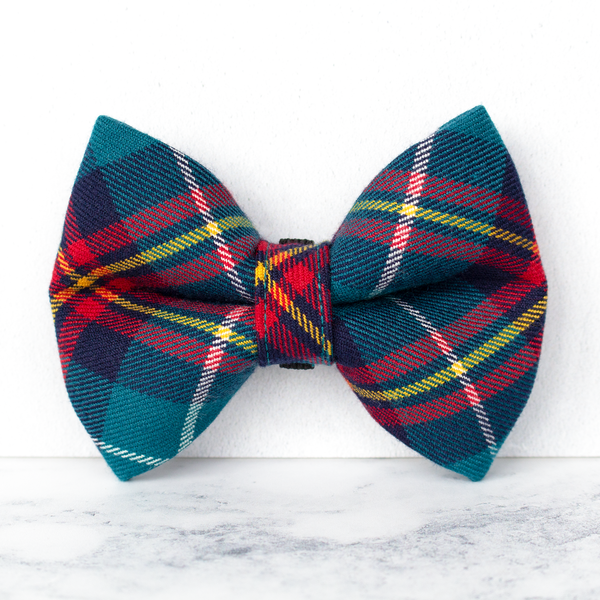 Dog Bow Ties, Tartan with a Twist - Turquoise and Red