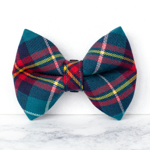 Dog Bow Ties, Tartan with a Twist - Turquoise and Red