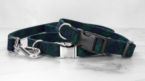 Dog Collar and Lead, Tartan with a Twist - Black Watch
