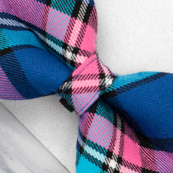 Dog Bow Ties, Tartan with a Twist - Blue and Pink