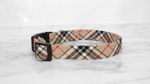 Dog Collar and Lead, Tartan with a Twist - Caramel
