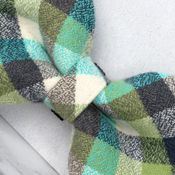 Dog Bow Ties, Tartan with a Twist - Turquoise Check