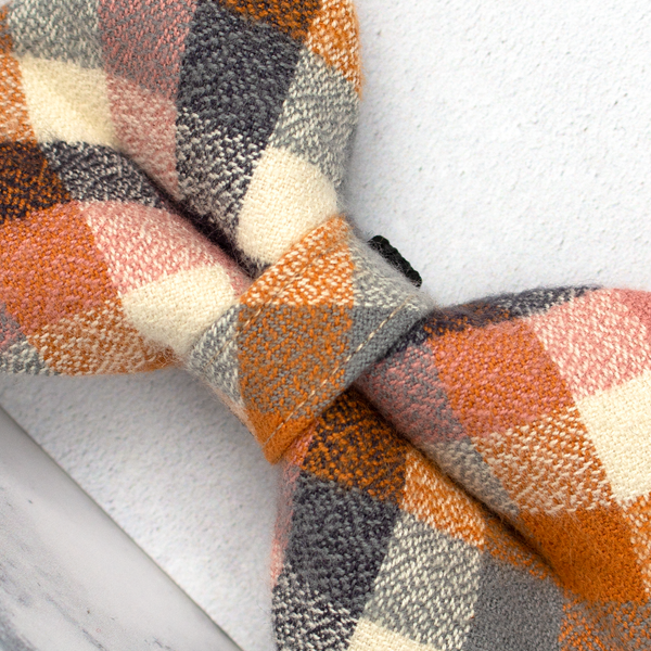 Dog Bow Ties, Tartan with a Twist - Pumpkin Check