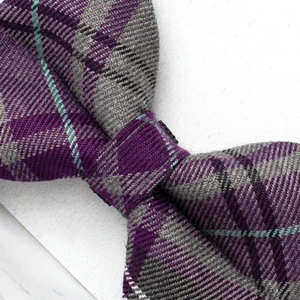 Dog Bow Ties, Tartan with a Twist - Purple and Grey