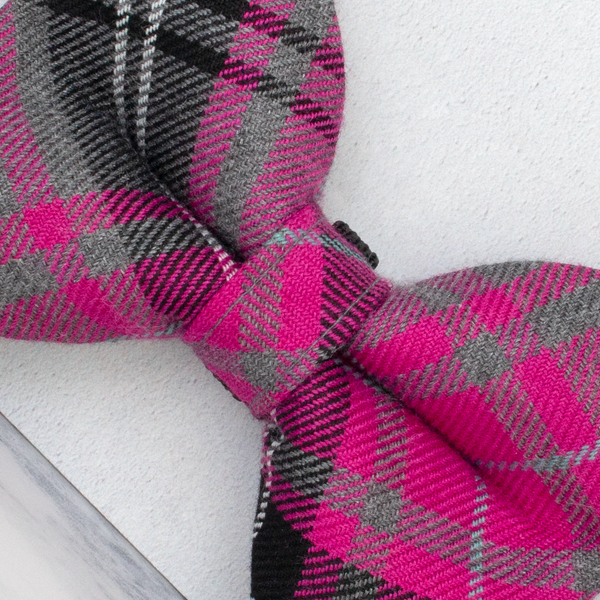Dog Bow Ties, Tartan with a Twist - Pink and Grey