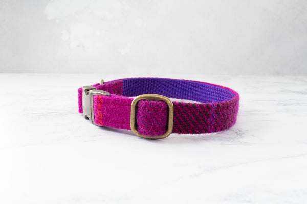 Dog Collar Harris Tweed® - Cerise Check