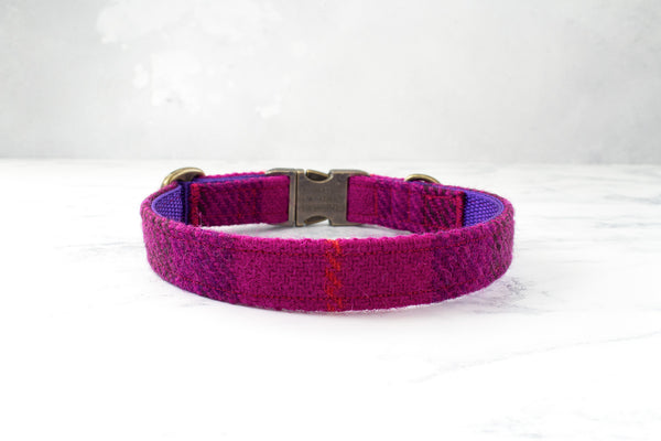 Dog Collar Harris Tweed® - Cerise Check