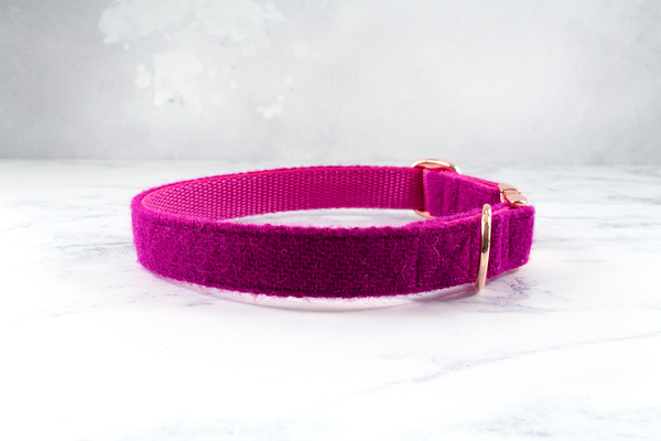 Dog Collar Harris Tweed® - Fuchsia Pink