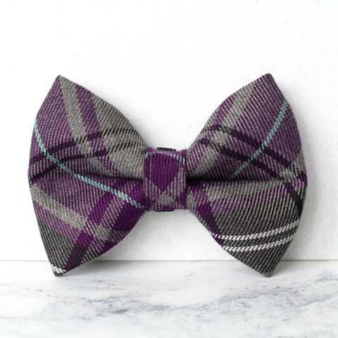 Dog Bow Ties, Tartan with a Twist - Purple and Grey