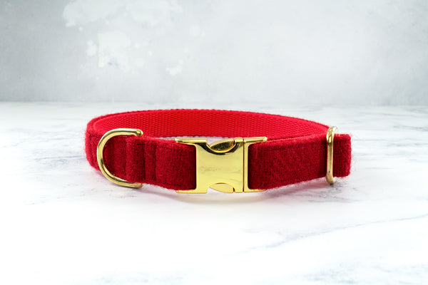 Dog Bow Ties, Harris Tweed®  - Bright Red