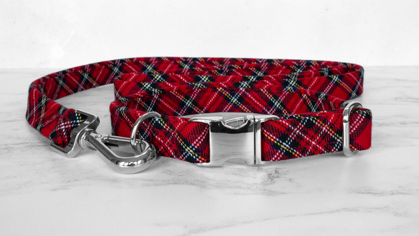 Dog Collar and Lead, Tartan with a Twist - Royal Stewart