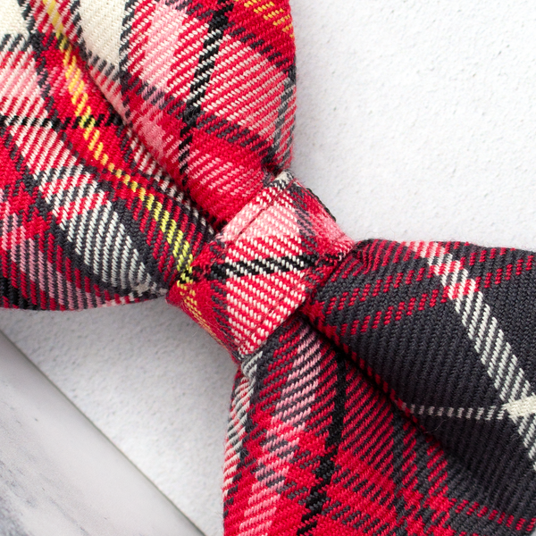 Dog Bow Ties, Tartan with a Twist - Red and Grey