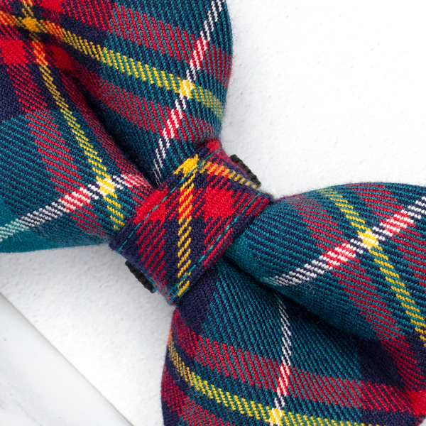 Dog Bow Ties, Tartan with a Twist - Turquoise and Red