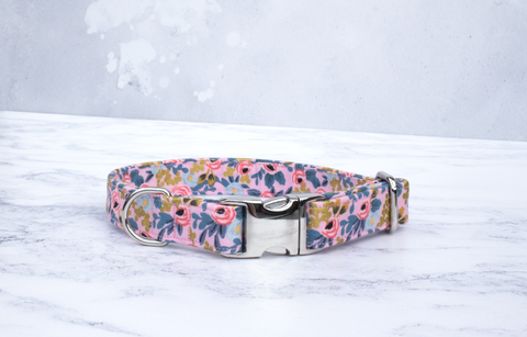 Dog Collar and Lead, Rifle Paper & Co® Rosa, Pink and Gold
