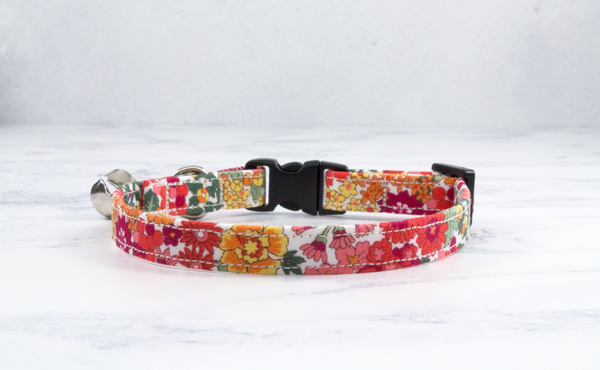 Cat Collar handmade using Floral patterned fabric