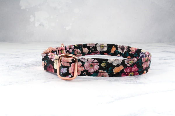 Liberty of London Dog Collar and Lead, handmade by Jayne Elizabeth Designs. Quality Rose Gold hardware by Zinc Max