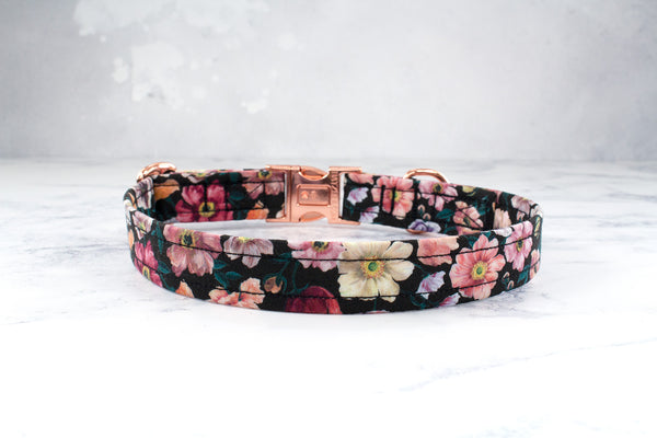 Liberty of London Dog Collar and Lead, handmade by Jayne Elizabeth Designs. Quality Rose Gold hardware by Zinc Max